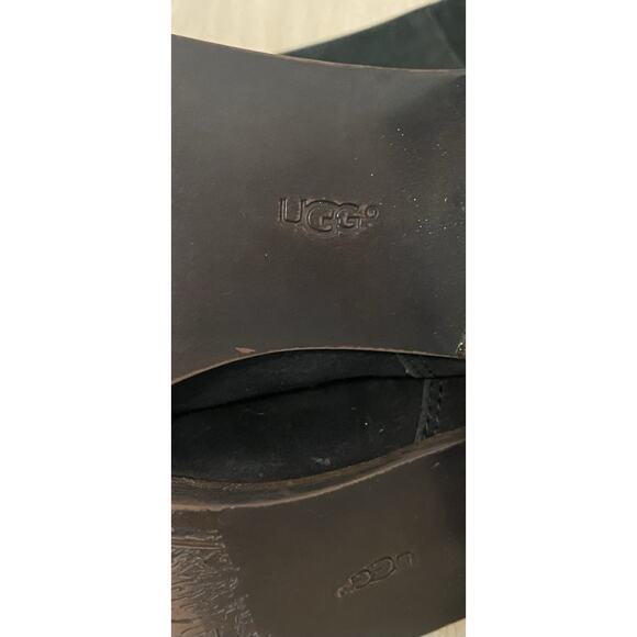 UGG Cary Black Suede Leather Lace up Block Heel Mid Calf Boots 6 1005949 - Picture 9 of 12